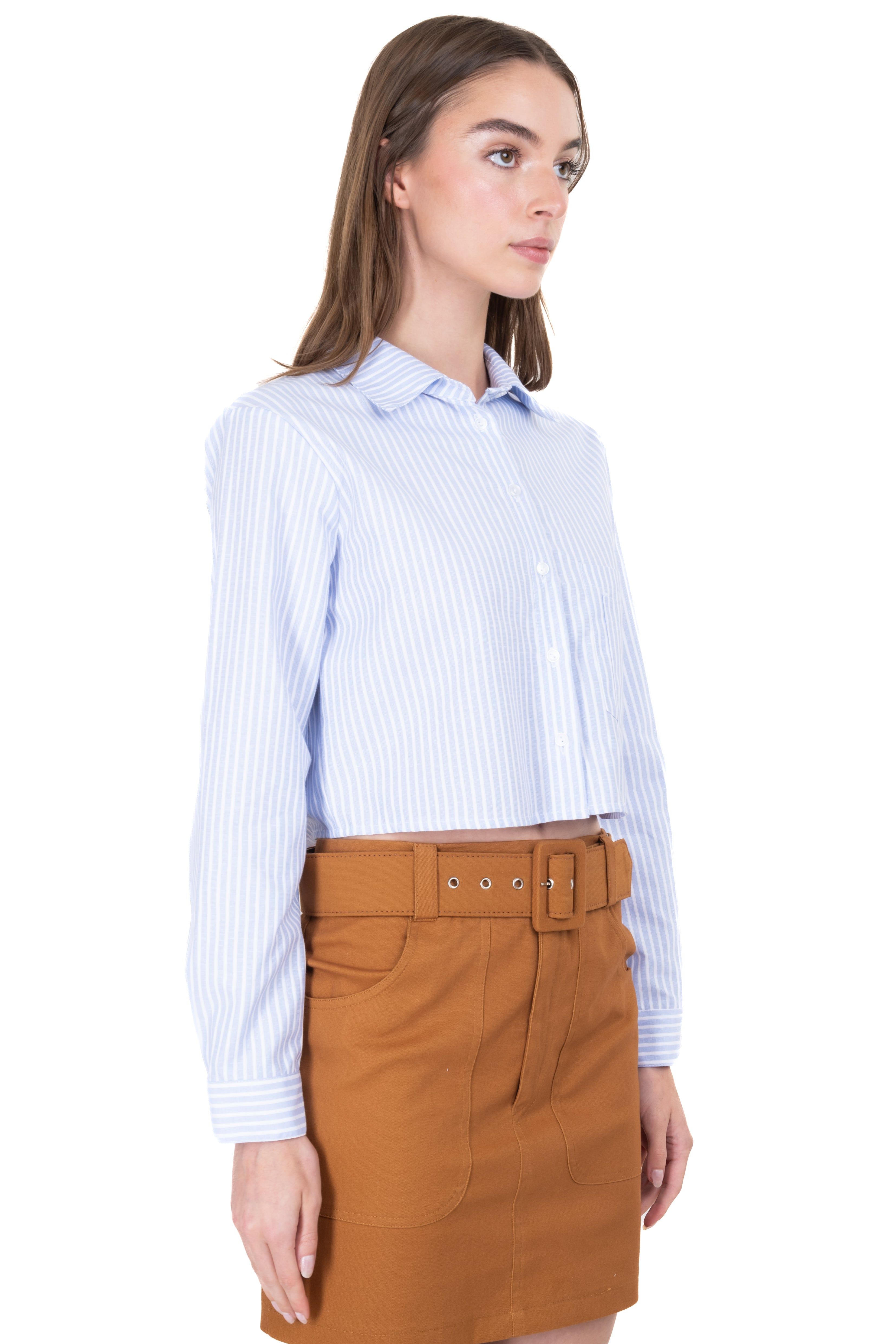 Camisa crop rayas bolsillos doble sold by Shasa product image thumbnail 3