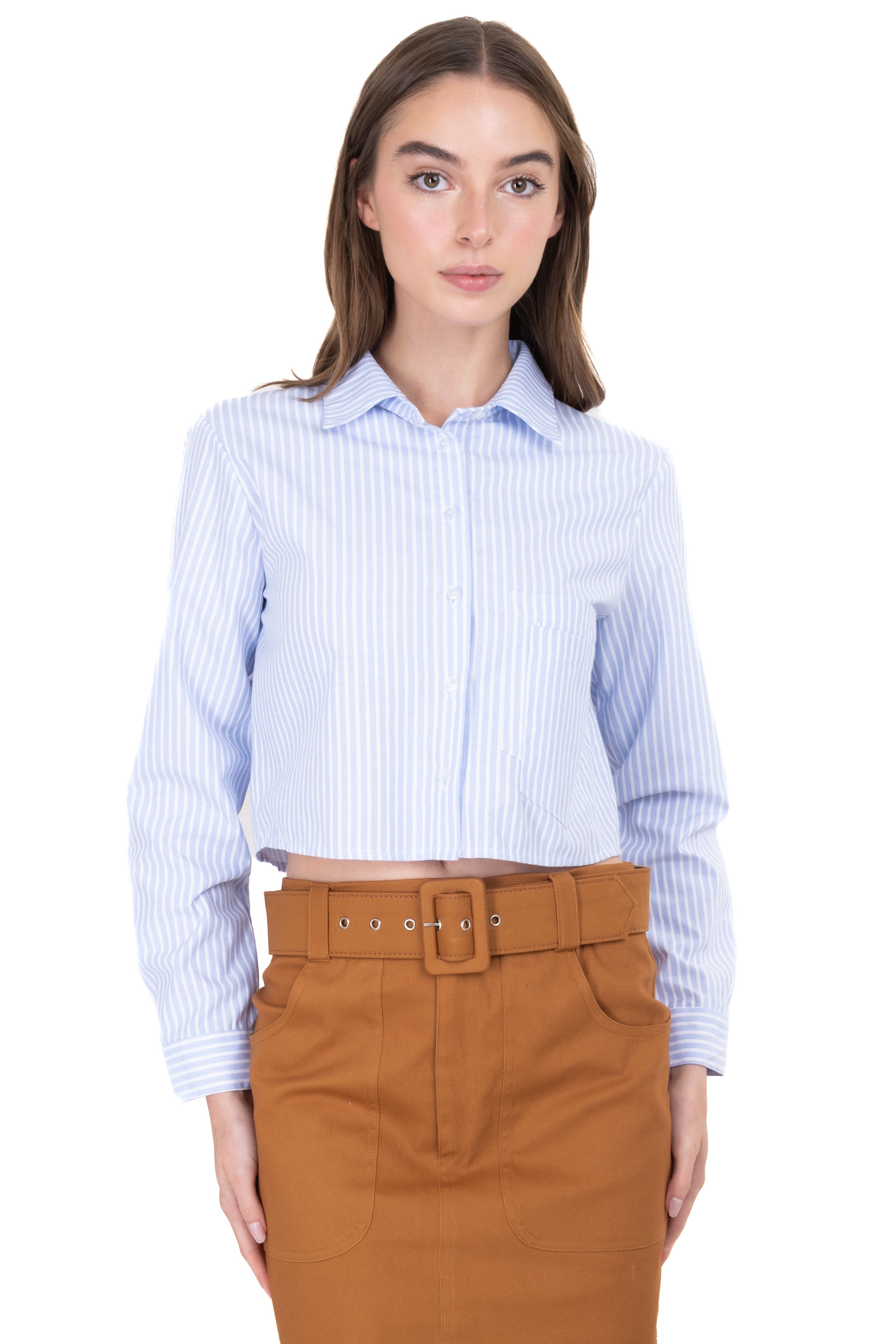 Camisa crop rayas bolsillos doble sold by Shasa product image thumbnail 2