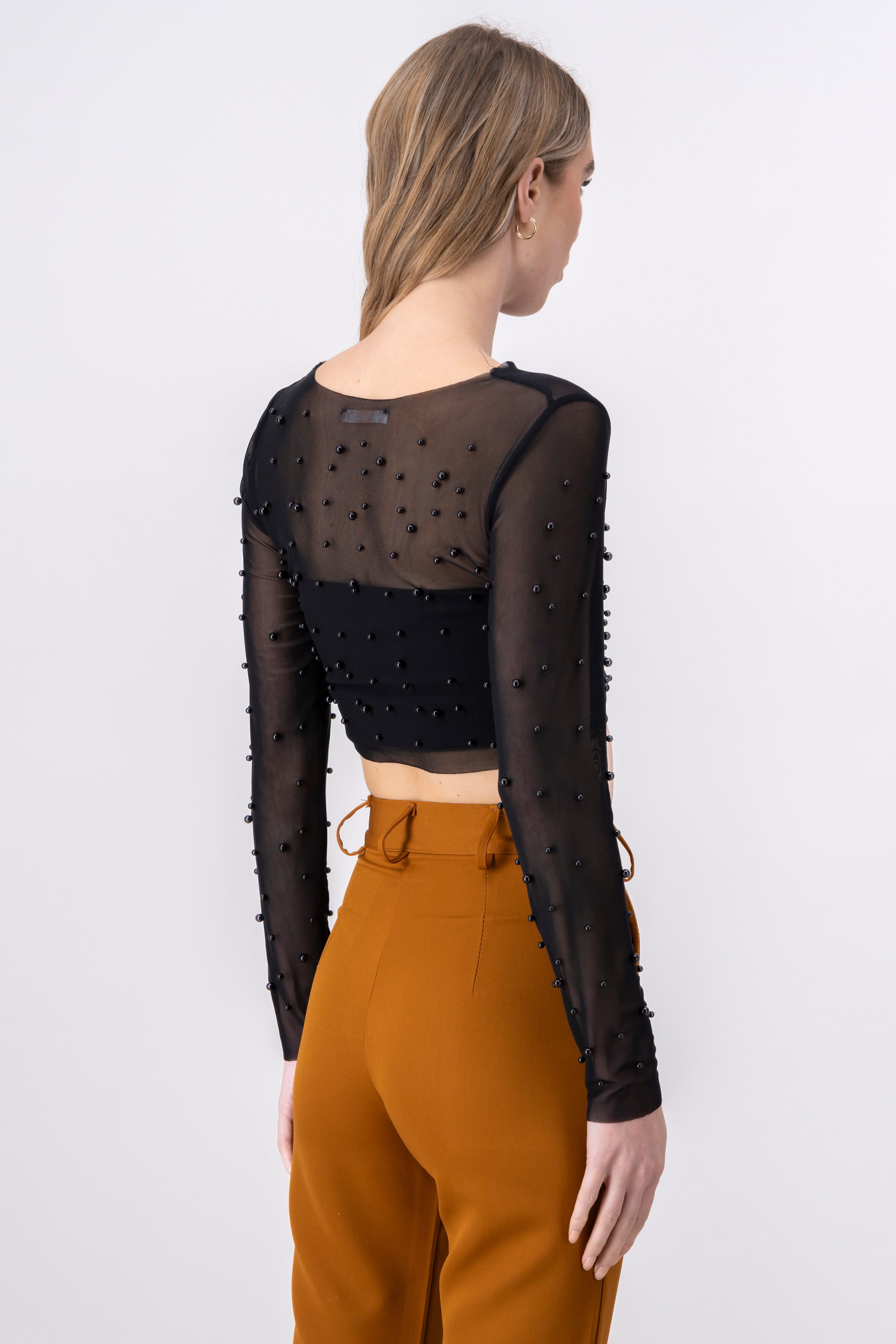 Top crop mesh perlas sold by Shasa product image thumbnail 4