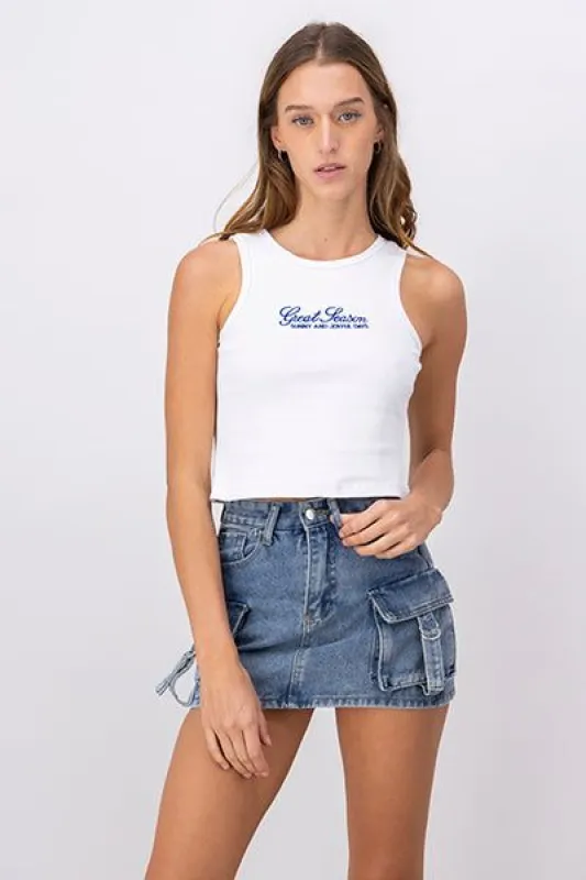 Top Tank Acanalado Bordado sold by Shasa