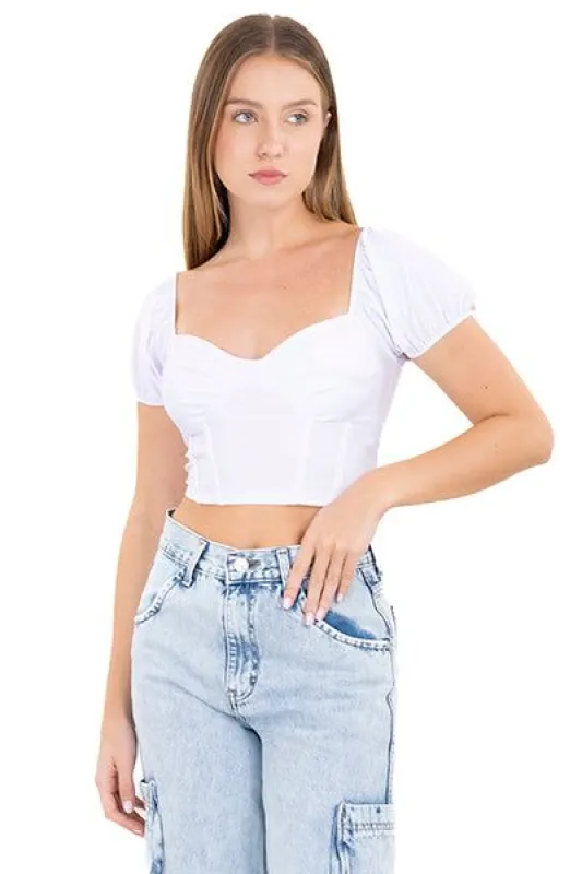 Top monocolor manga abullonada sold by Shasa