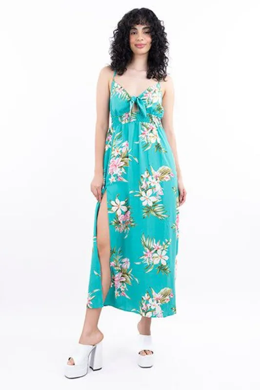 Vestido maxi abertura flores sold by Shasa