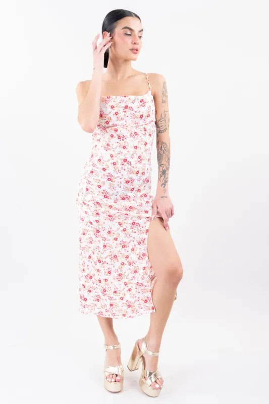 Vestido maxi abertura flores sold by Shasa