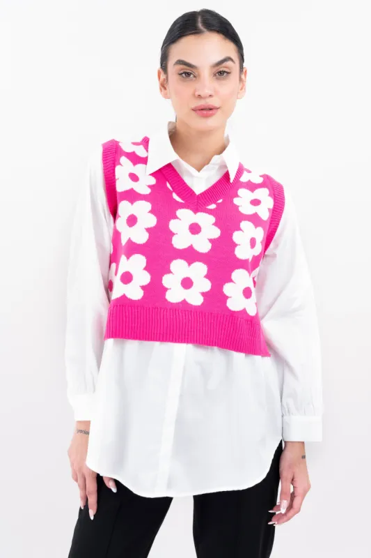 Camisa chaleco flores sold by Shasa