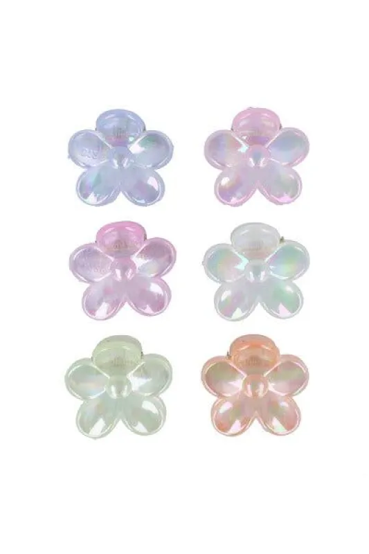 Set 6 pinzas flores iridiscentes sold by Shasa