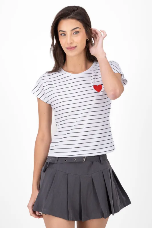 Playera Rayas Bordado Corazon sold by Shasa