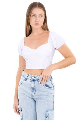 Top monocolor manga abullonada sold by Shasa