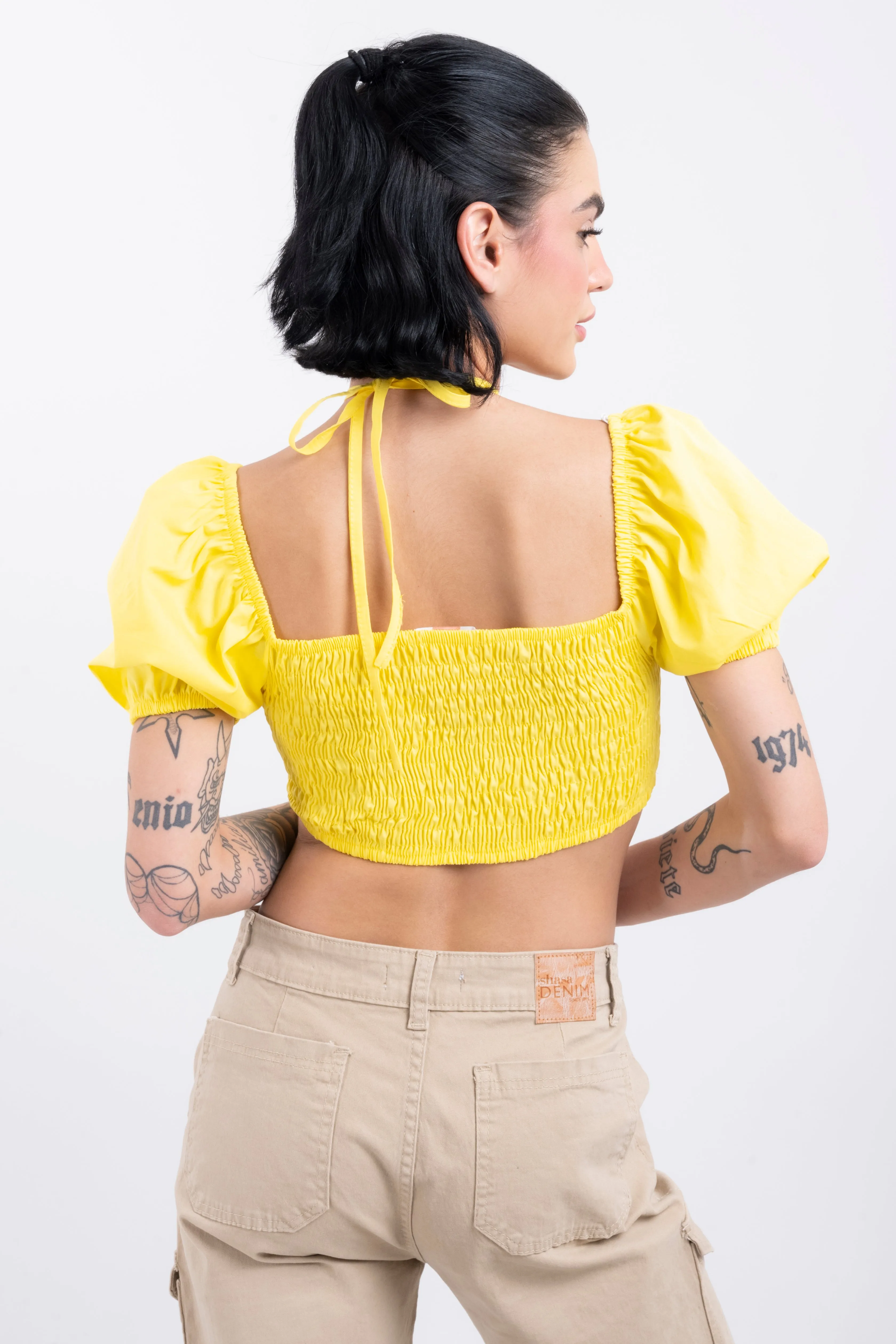 Crop Top Halter Manga Corta Globo sold by Shasa product image thumbnail 4