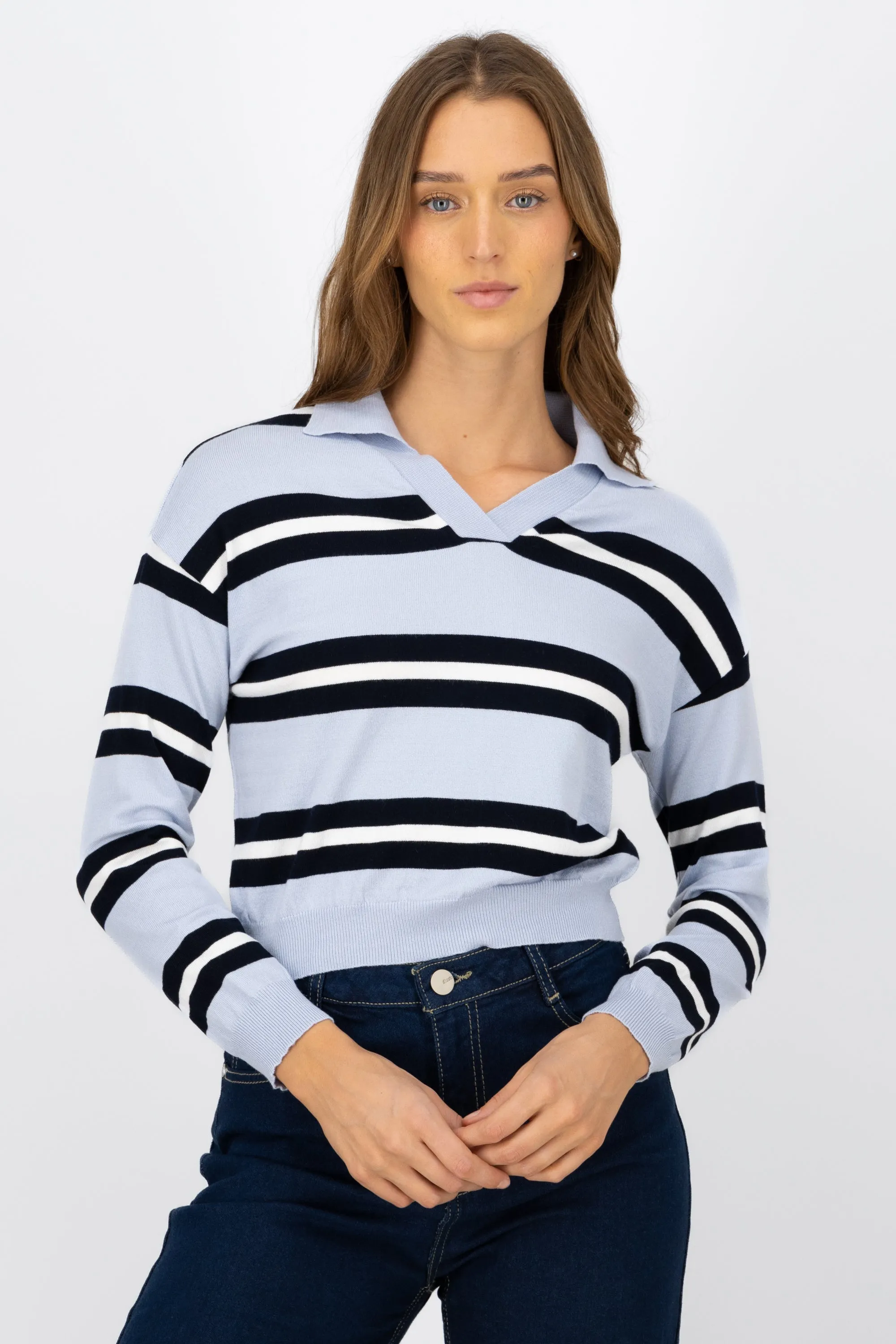Sweater ligero cuello polo rayas sold by Shasa product image thumbnail 2