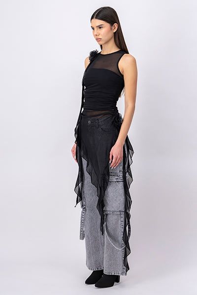 Vestido asimétrico mesh flores sold by Shasa product image thumbnail 3