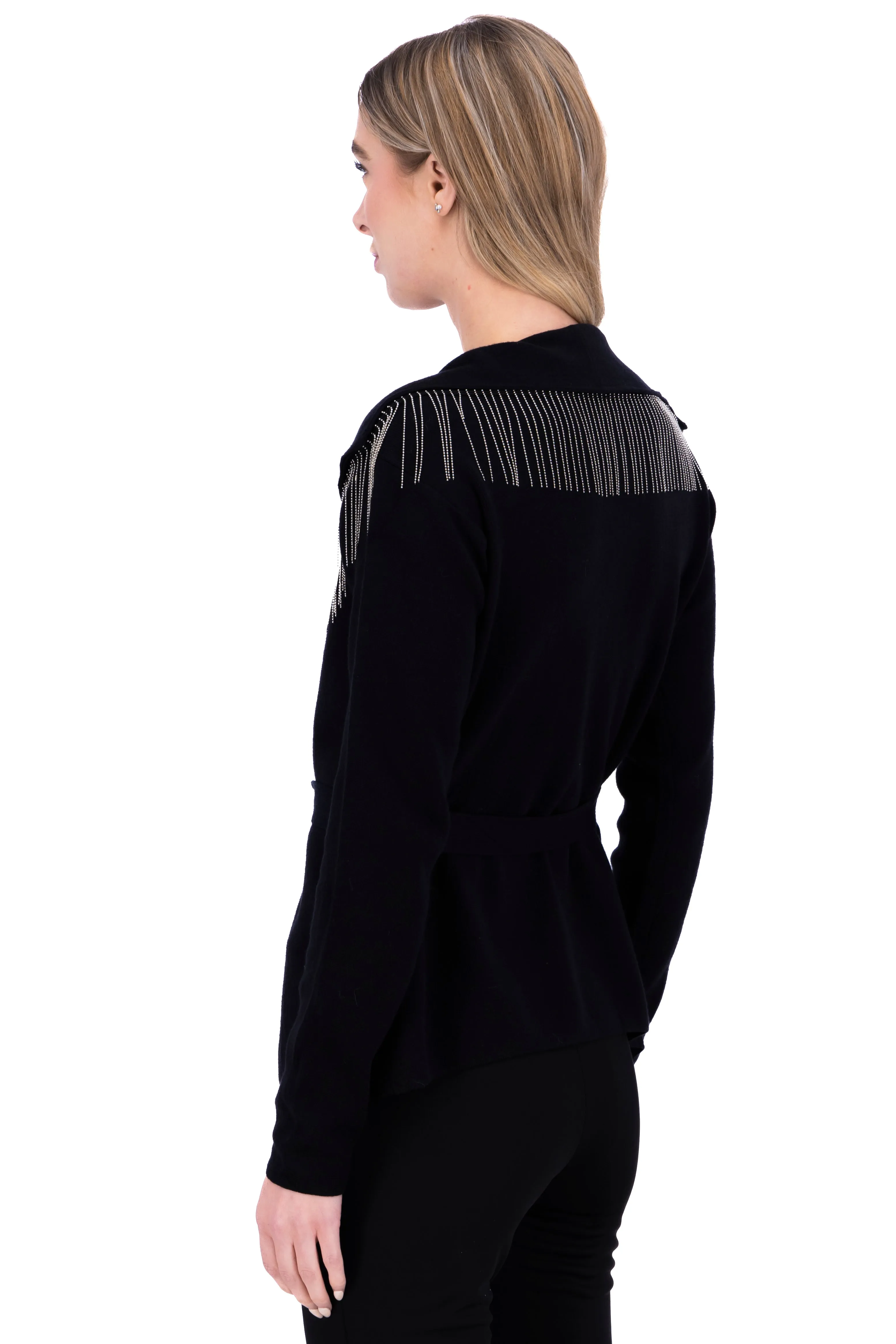 Cárdigan flecos brillos cinturón sold by Shasa product image thumbnail 4