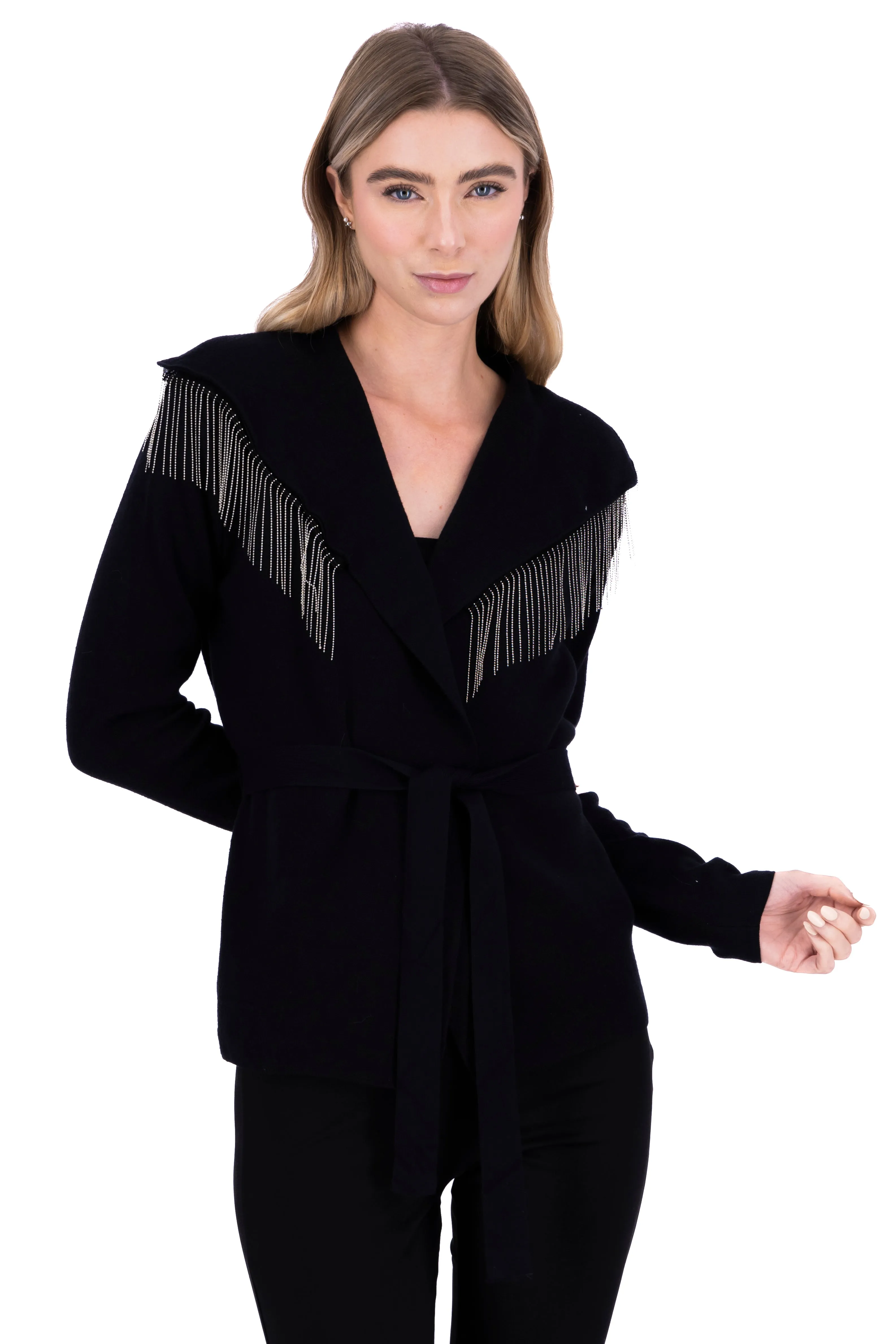 Cárdigan flecos brillos cinturón sold by Shasa product image thumbnail 2