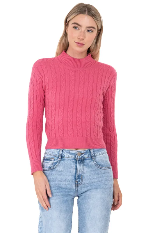 Suéter tejido trenzado cuello alto sold by Shasa