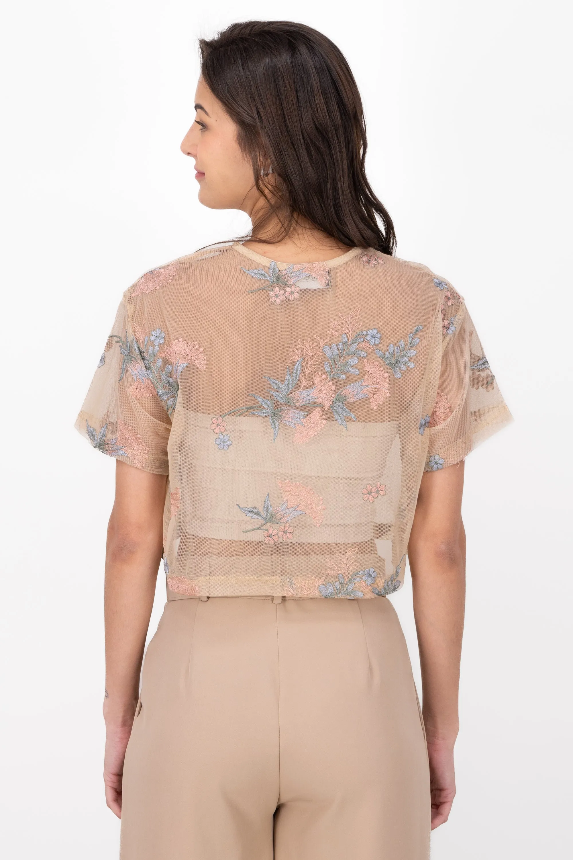 Top manga corta tul bordado flores Hypsters sold by Shasa product image thumbnail 4