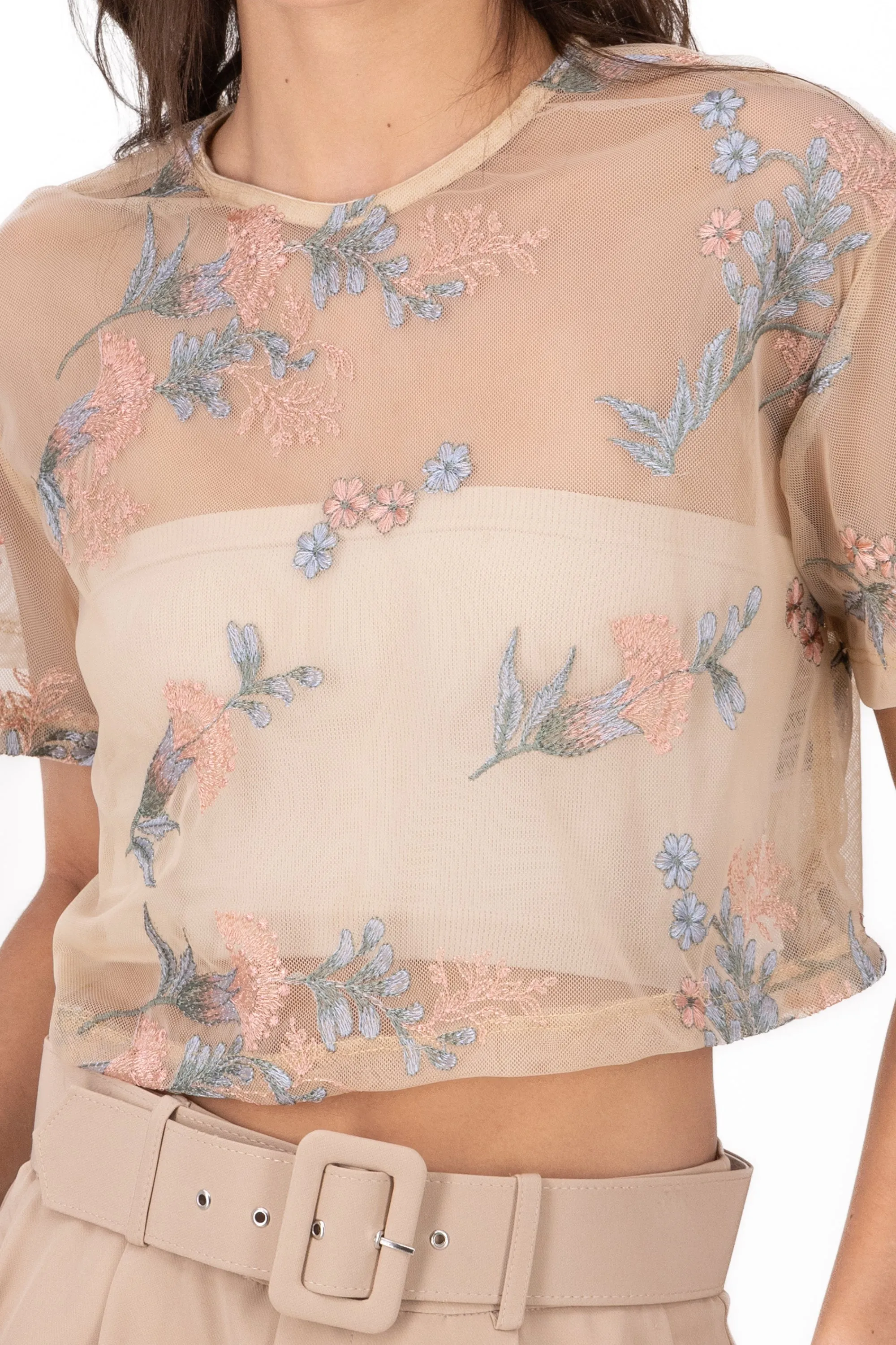 Top manga corta tul bordado flores Hypsters sold by Shasa product image thumbnail 5