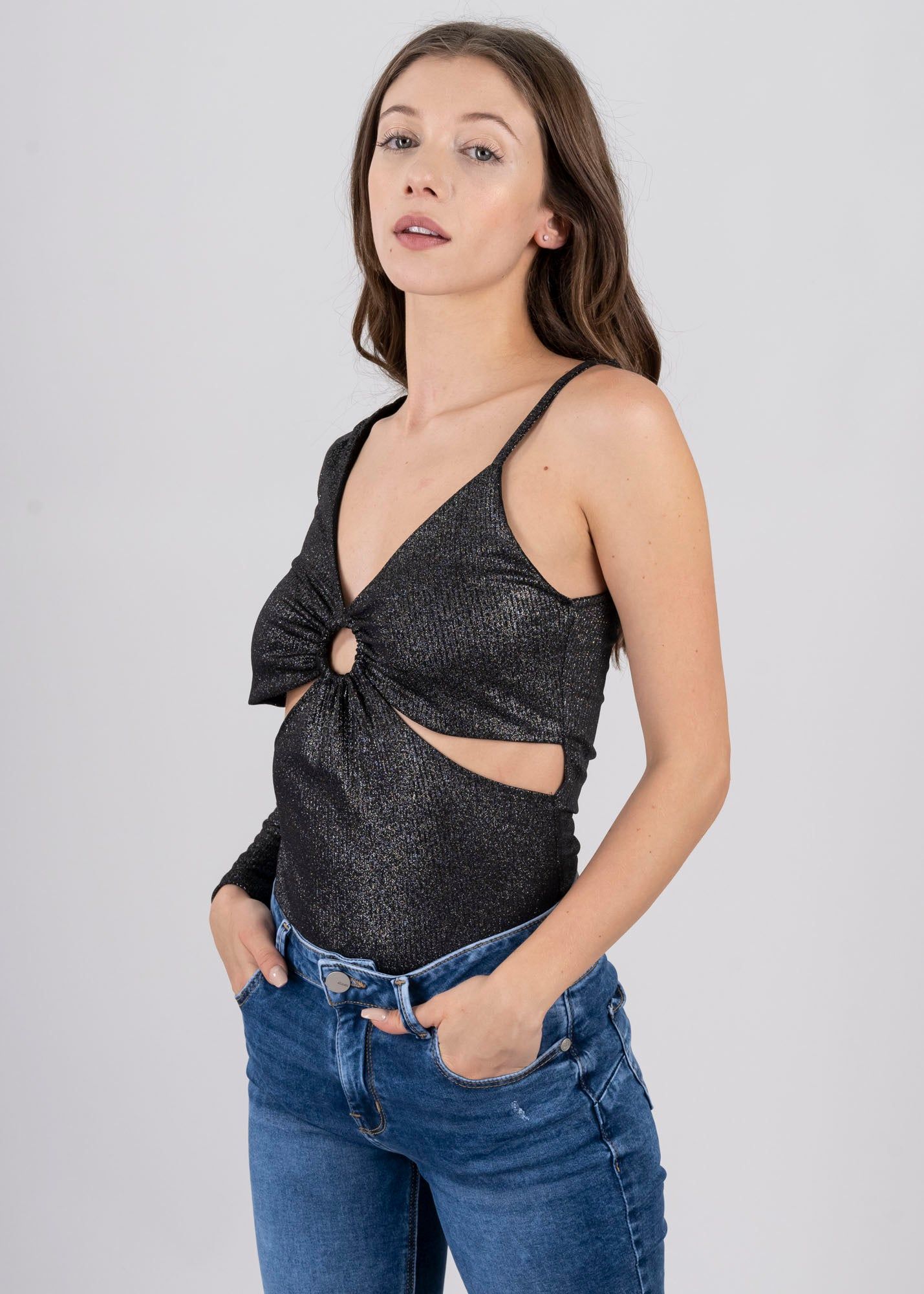 Bodysuit acanalado asimétrico brillos sold by Shasa product image thumbnail 2
