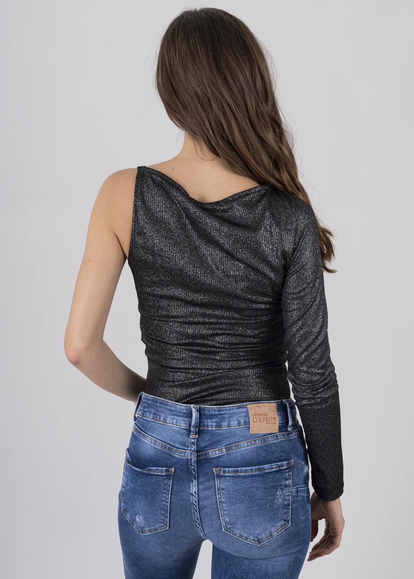 Bodysuit acanalado asimétrico brillos sold by Shasa product image thumbnail 4