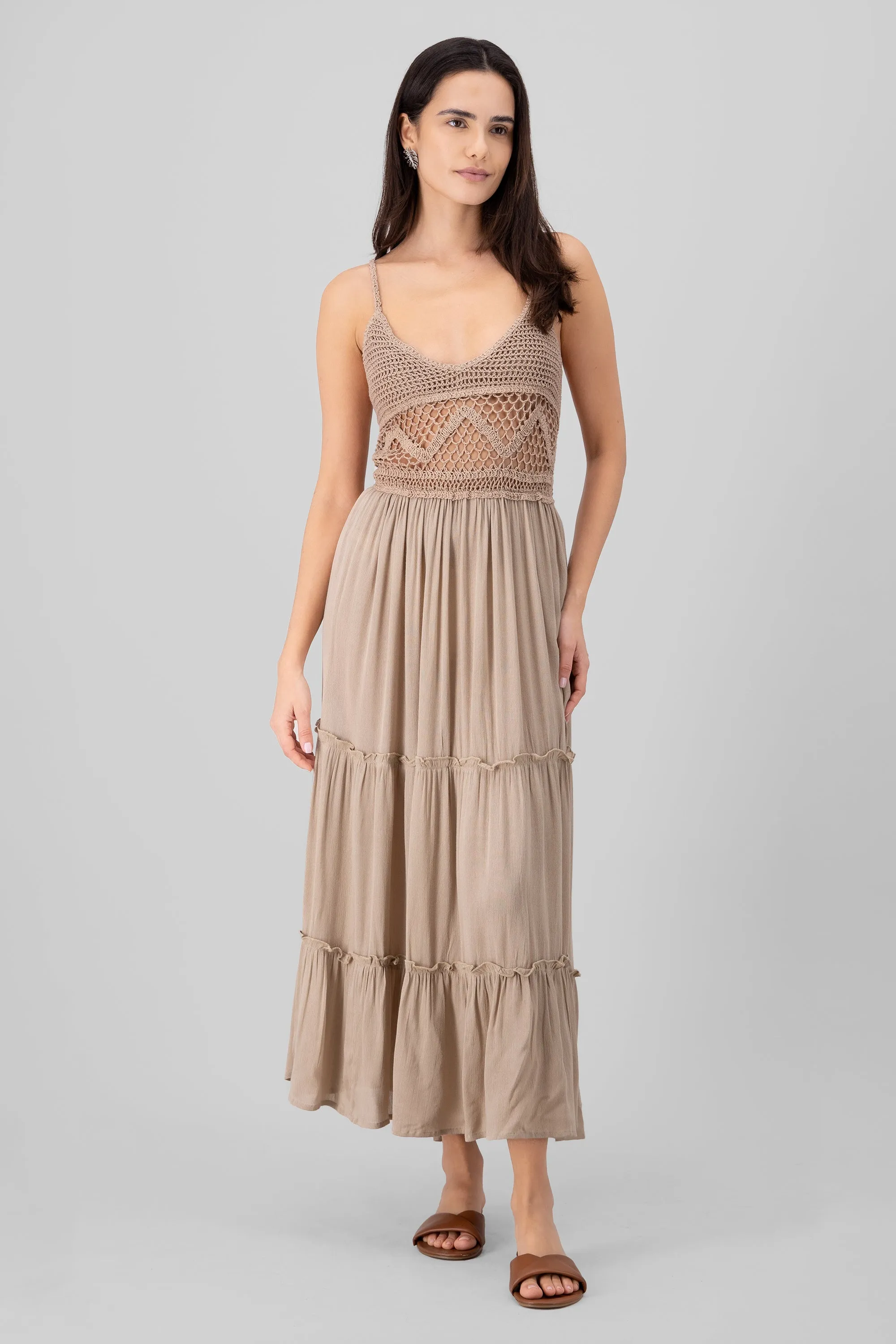 Vestido midi detalle crochet sold by Shasa