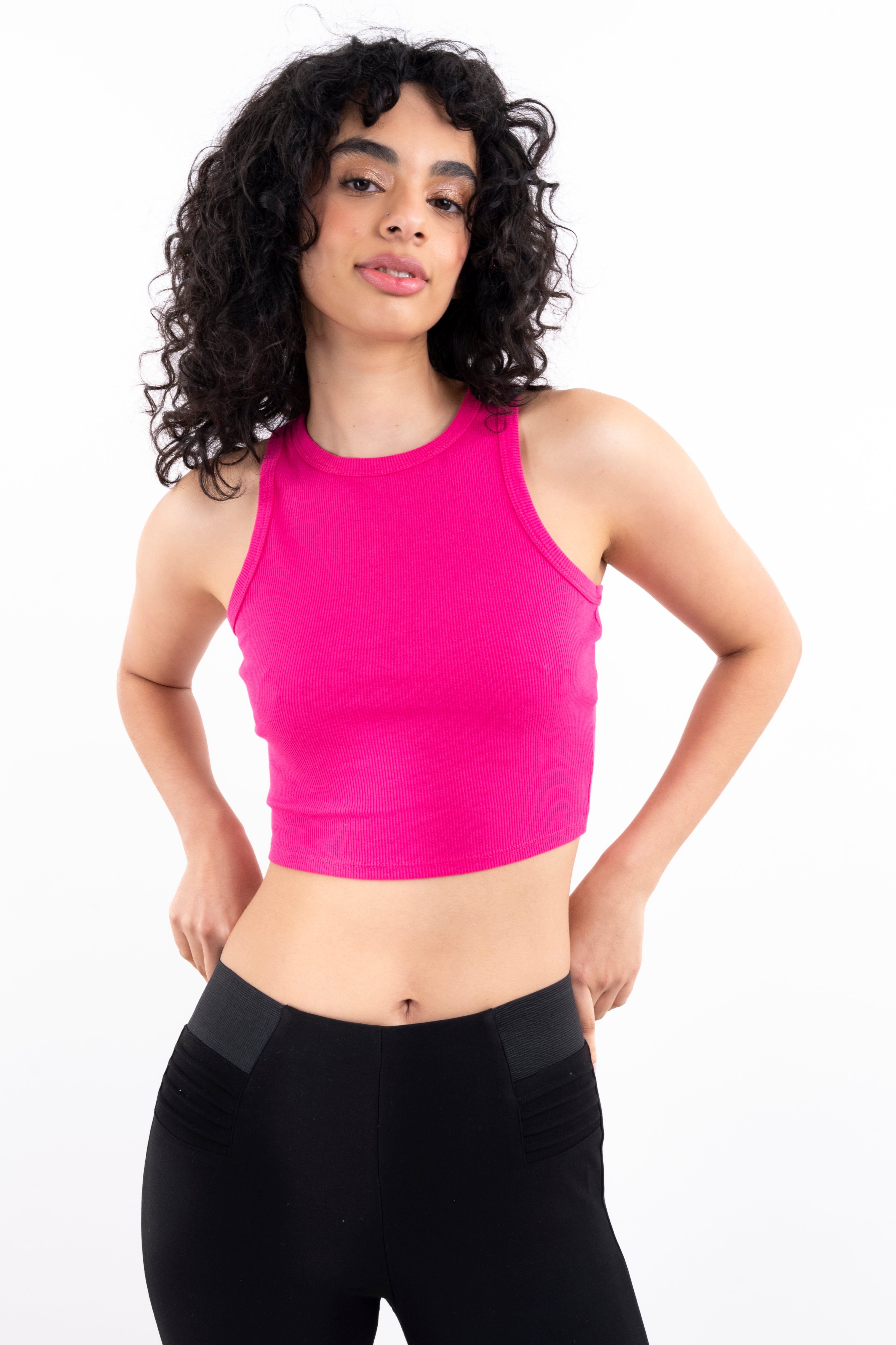 Top crop cuello tank acanalado sold by Shasa