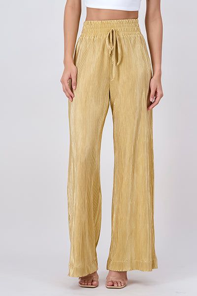 Pantalón recto plisado elástico sold by Shasa