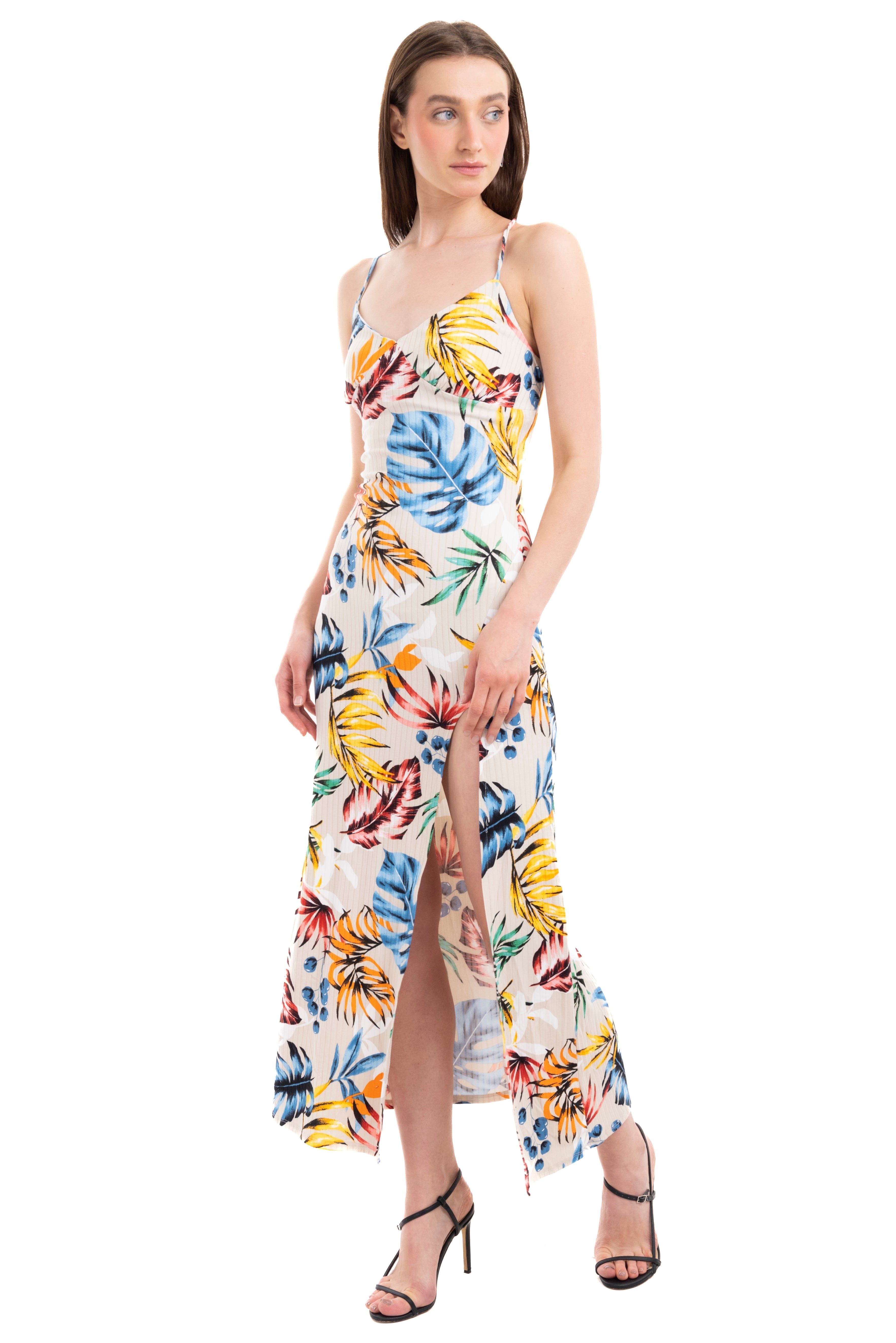 Vestido maxi estampado tropical sold by Shasa