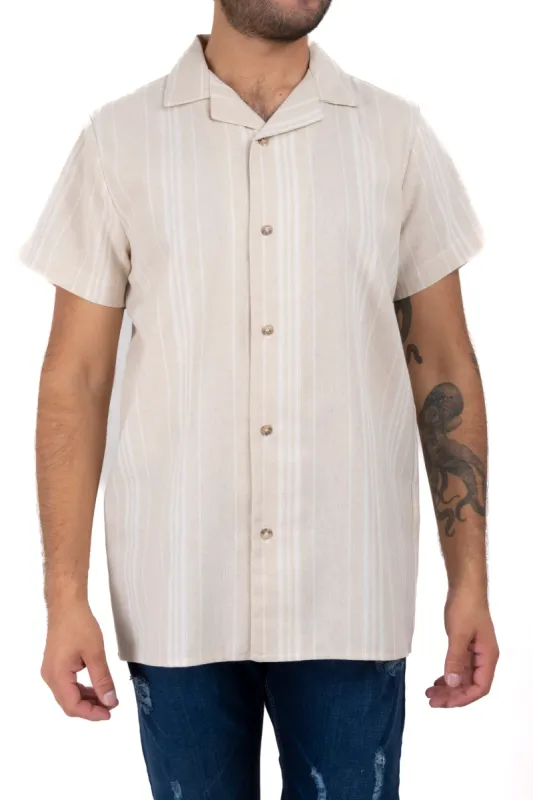 Camisa manga corta tipo lino rayas sold by Shasa