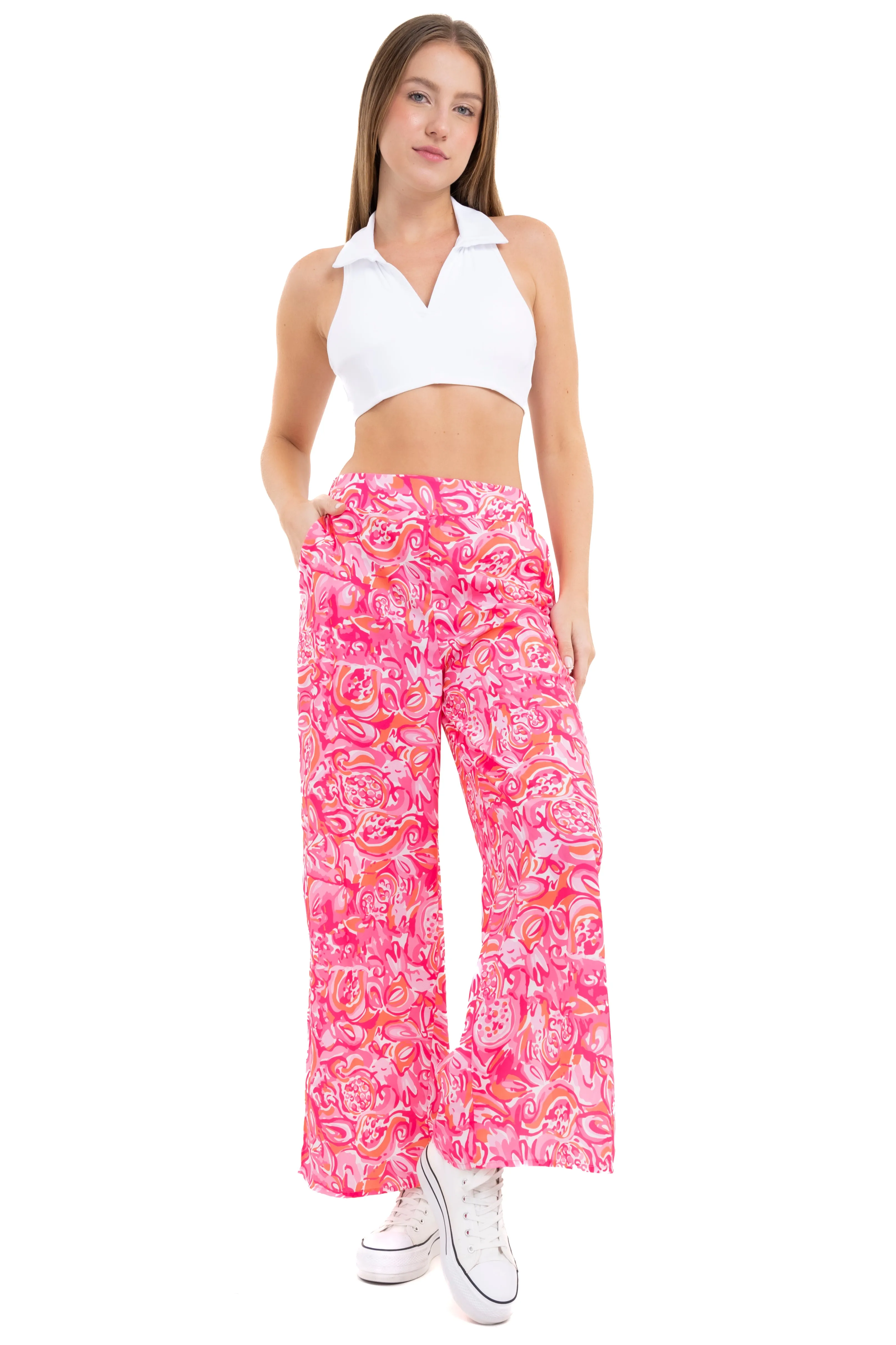 Pantalón wide leg estampado ondas flores sold by Shasa product image thumbnail 2