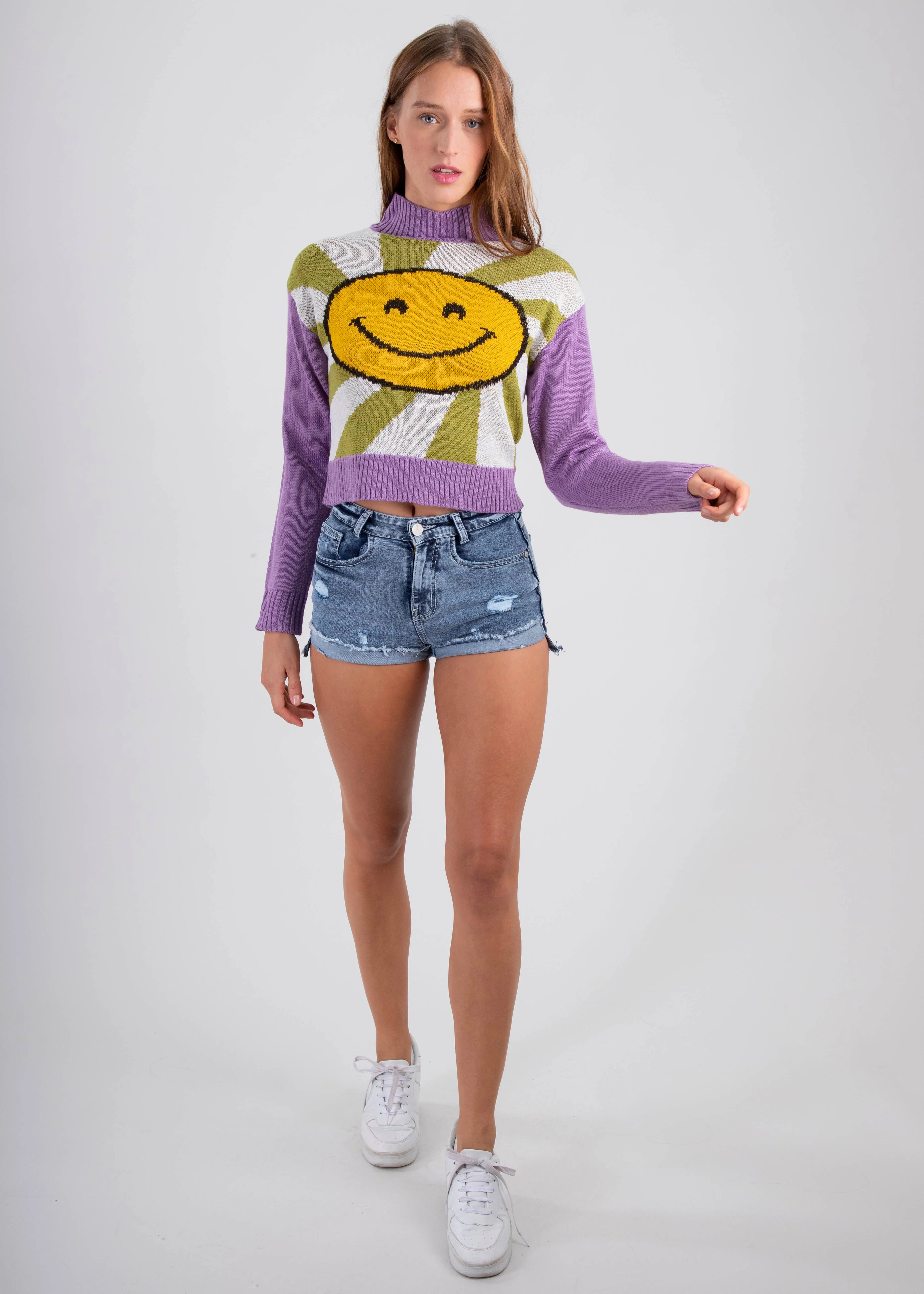 Short deslavado dobladillo frontal sold by Shasa