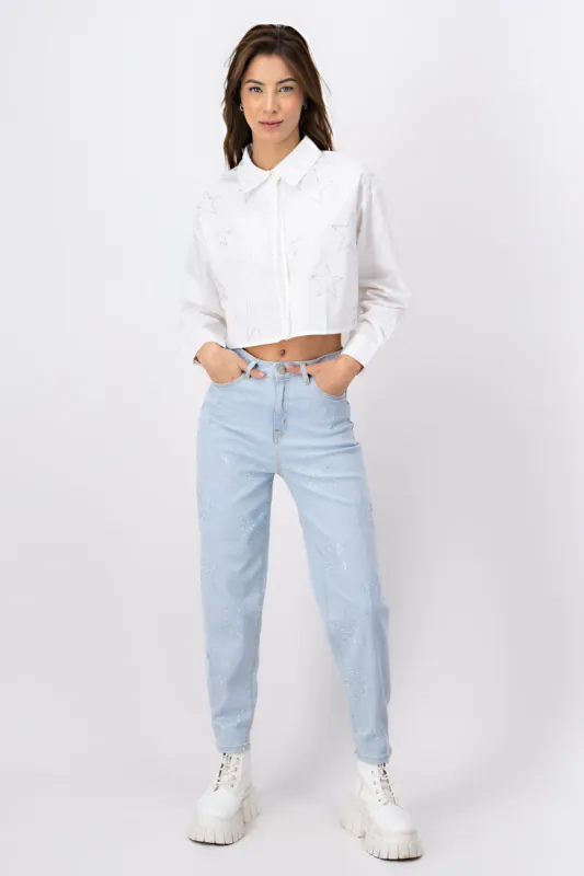 Jeans mom estrellas brillos sold by Shasa