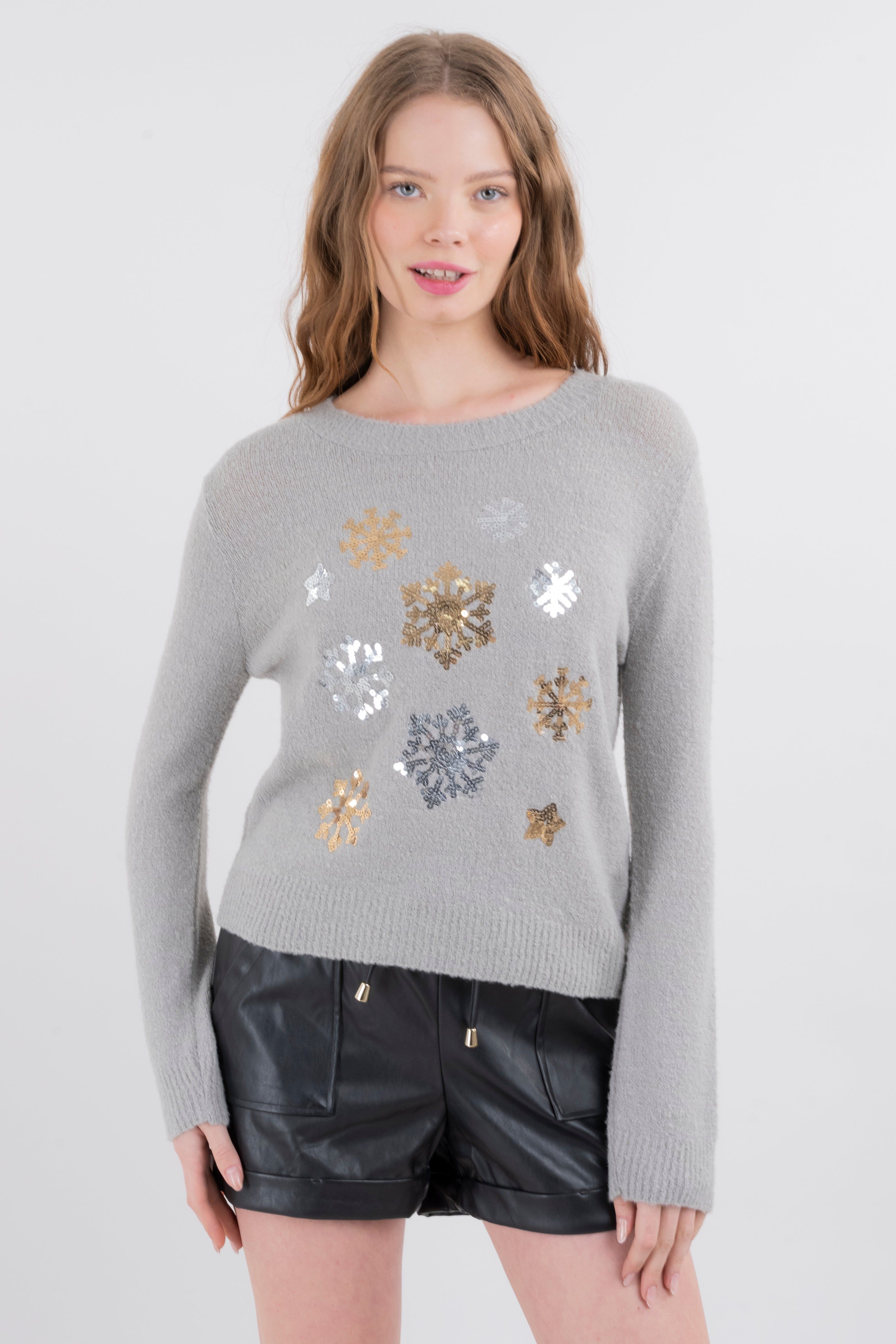 Suéter navideño copos nieve lentejuelas sold by Shasa product image thumbnail 2