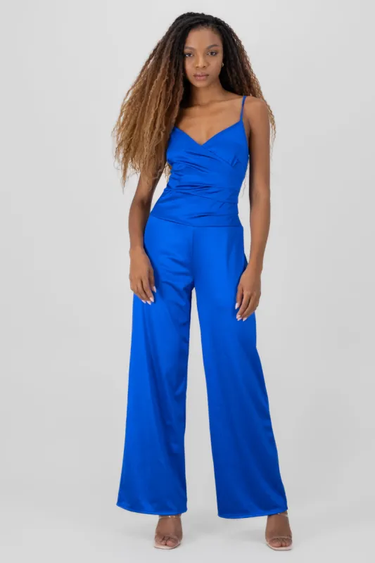 Jumpsuit satin detalle drapeado sold by Shasa