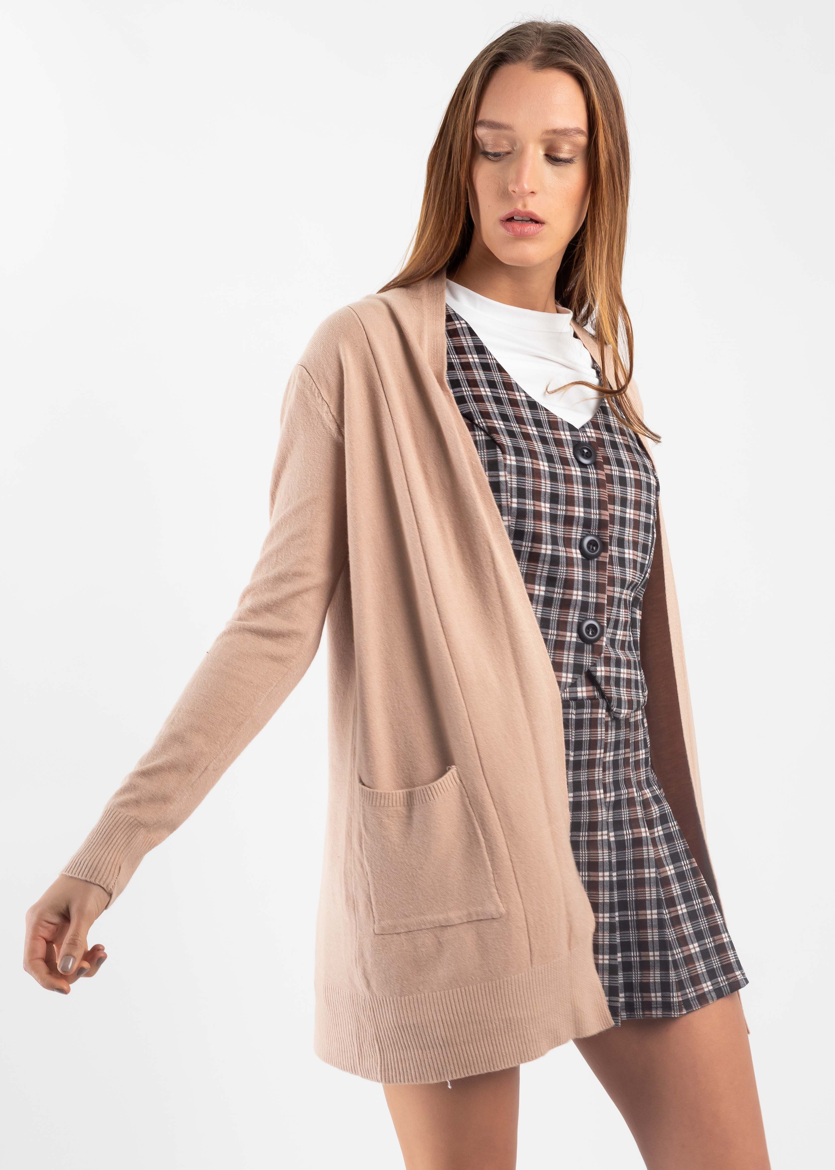 Cárdigan liso cuello redondo sold by Shasa