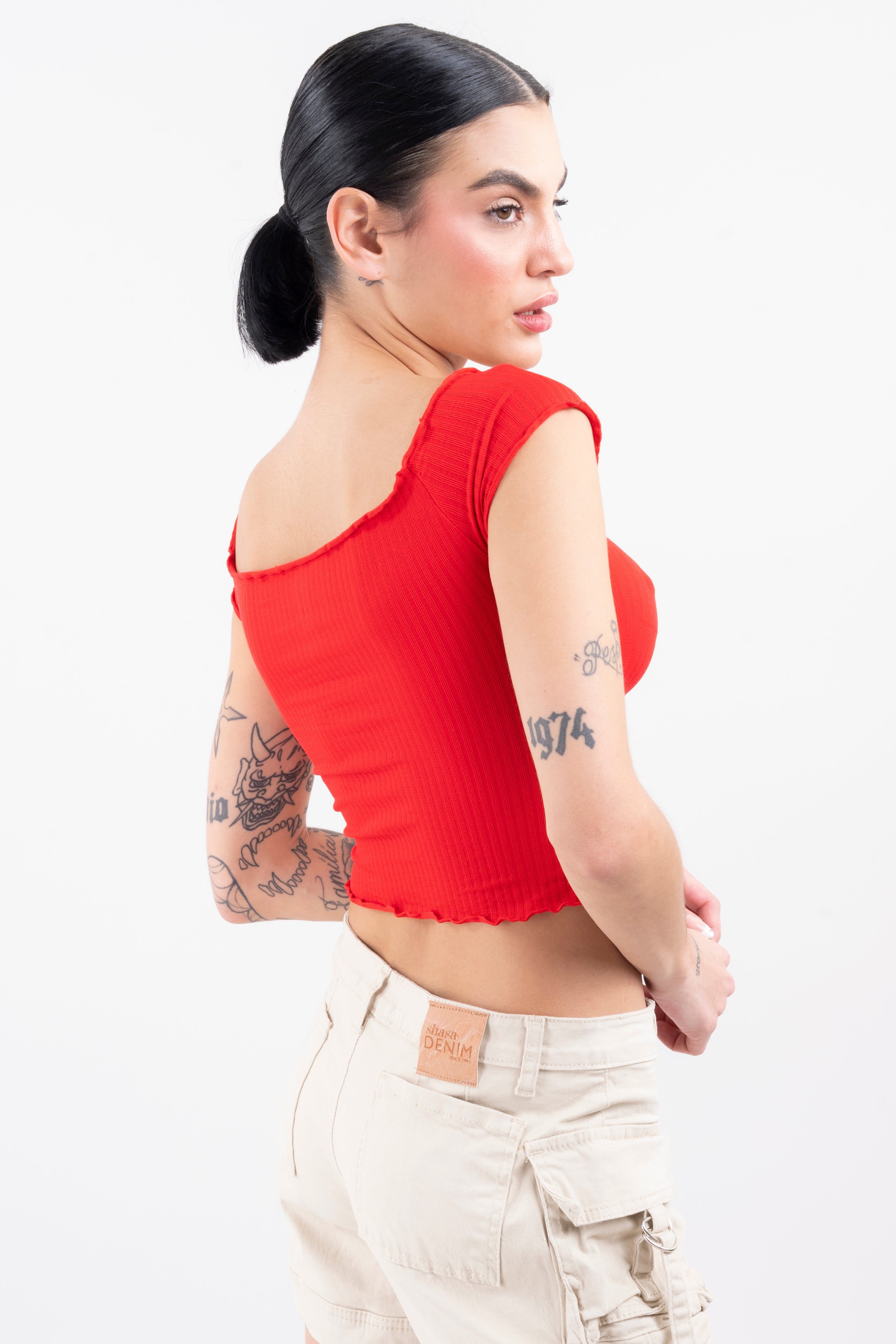 Top acanalado hombros descubiertos sold by Shasa product image thumbnail 3