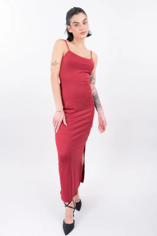 Vestido maxi entallado abertura pierna sold by Shasa