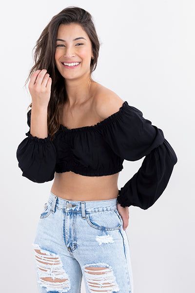 Top crop manga larga abullonada sold by Shasa product image thumbnail 5