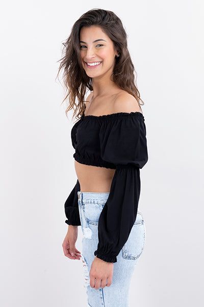 Top crop manga larga abullonada sold by Shasa product image thumbnail 3