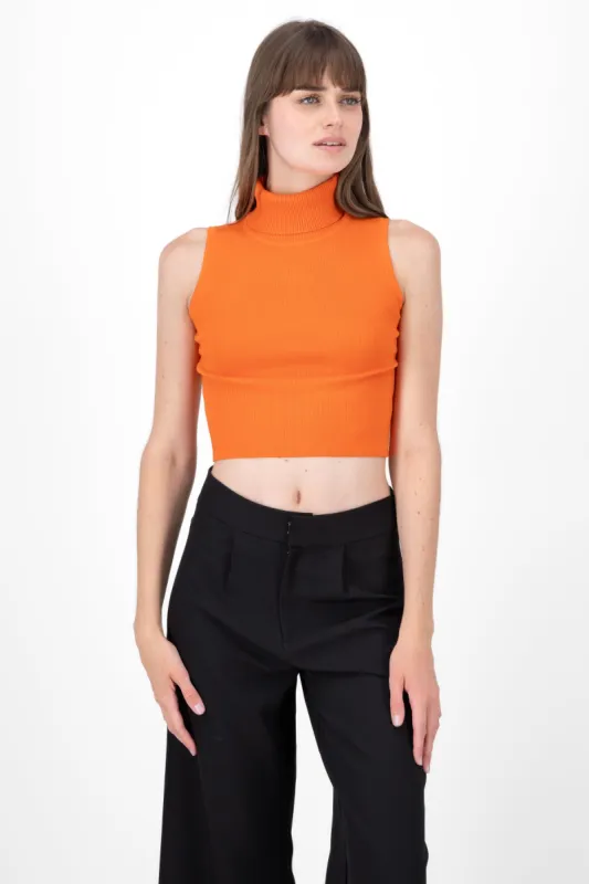 Top tejido cuello alto sin mangas sold by Shasa