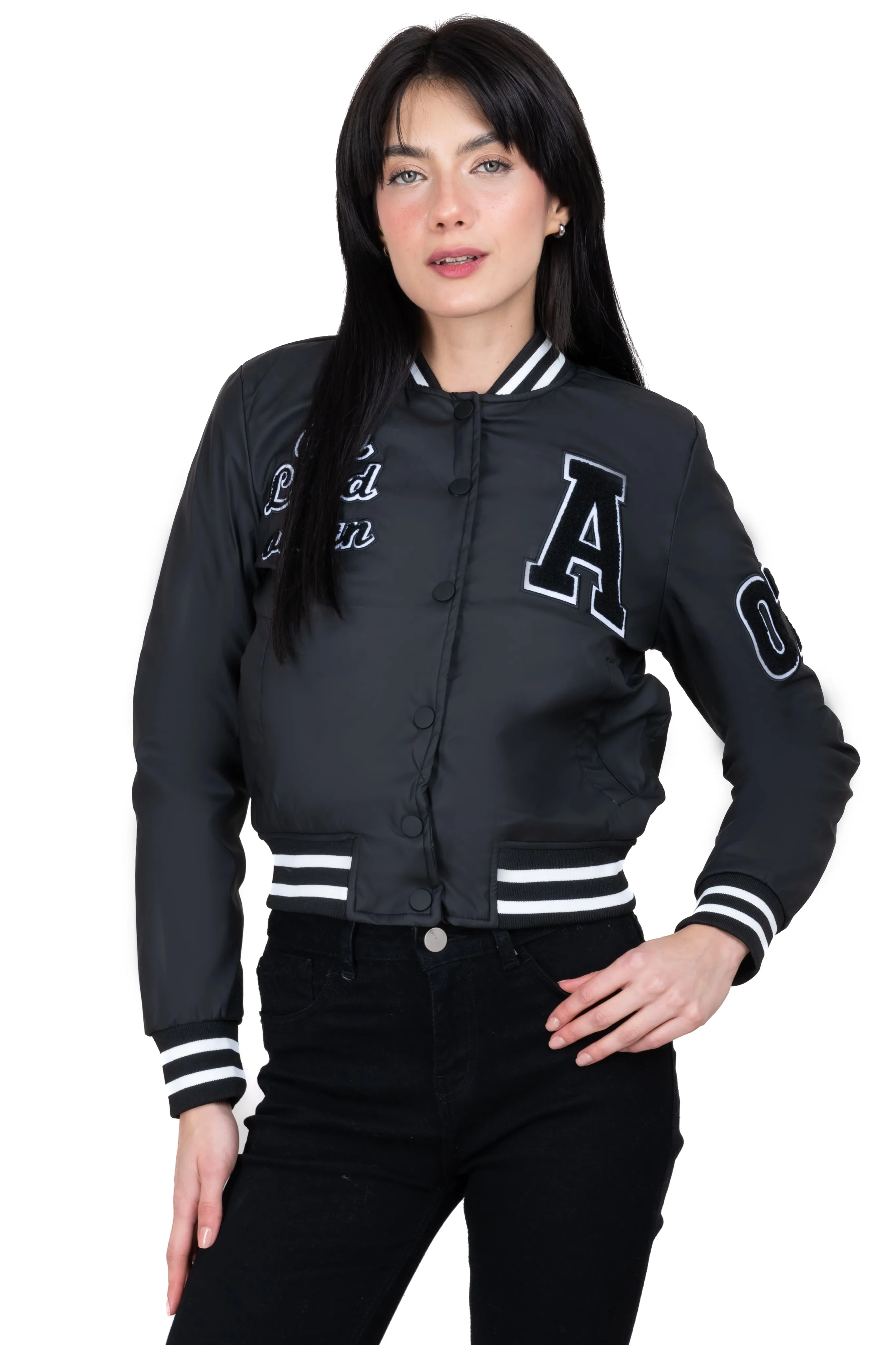 Chamarra bomber parches texto sold by Shasa