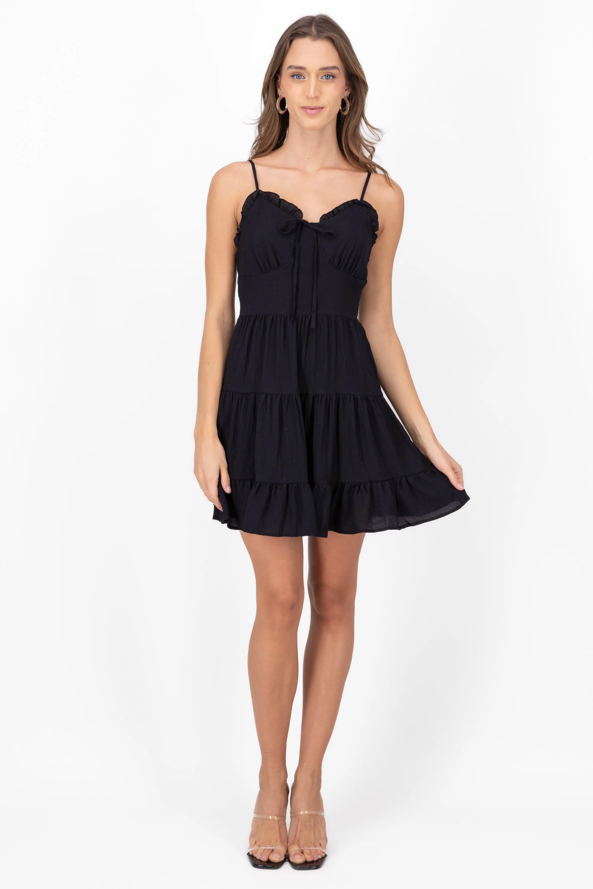 Vestido corto con tirantes decorado sold by Shasa