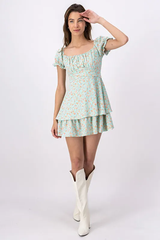 Vestido Mini Flores Manga Olanes sold by Shasa