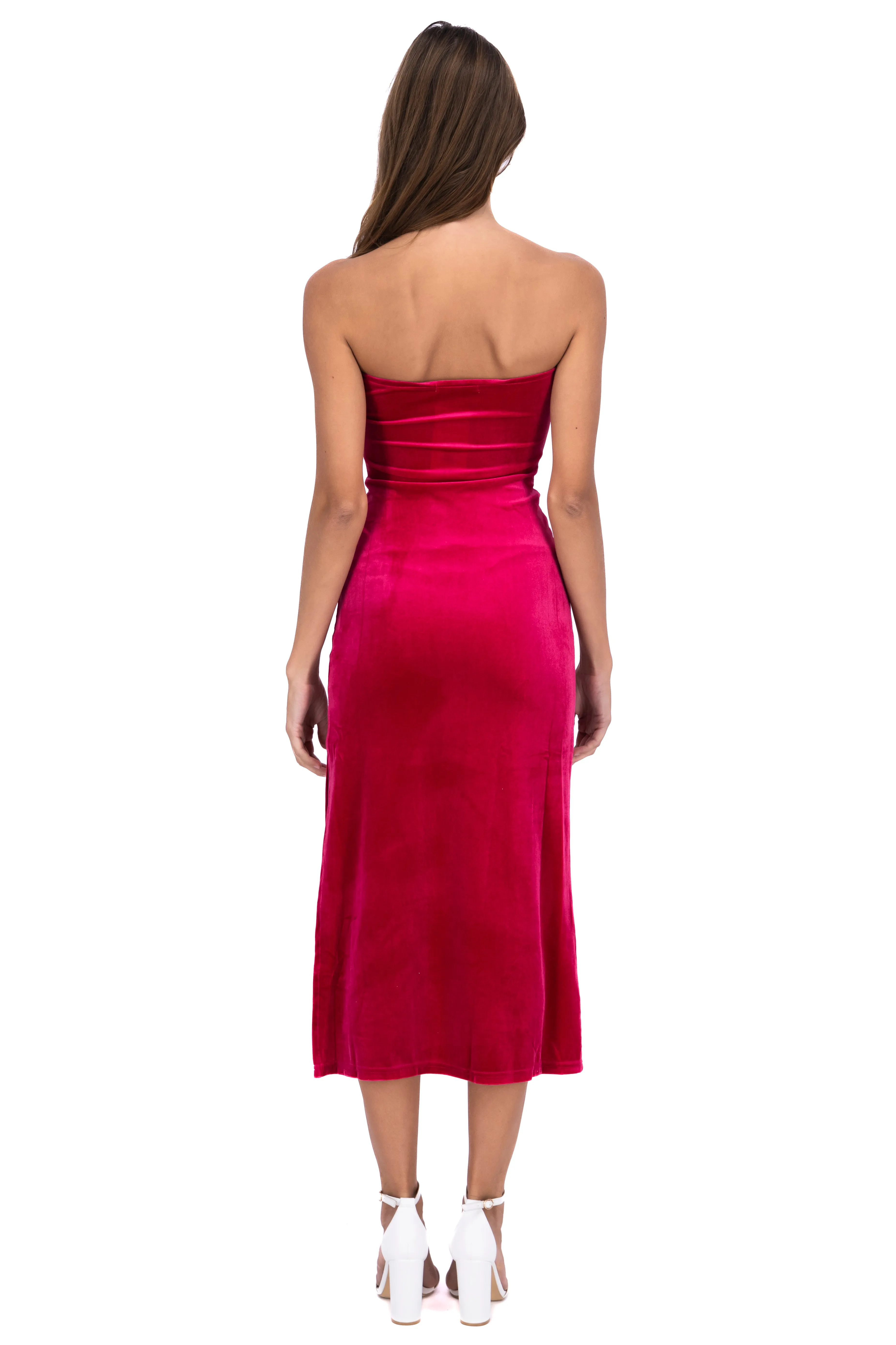 Vestido midi strapless terciopelo sold by Shasa product image thumbnail 4