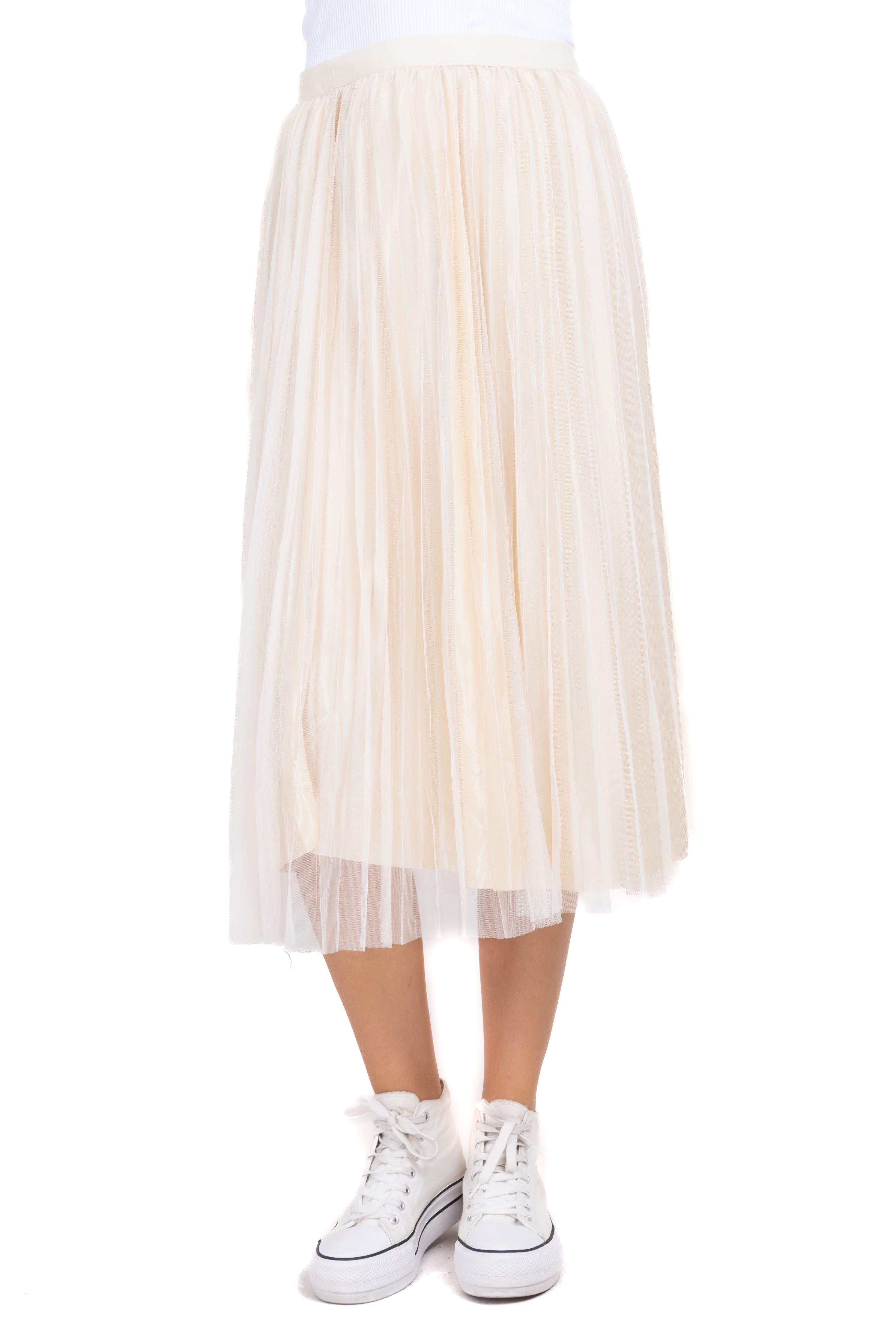 Falda midi plisada mesh sold by Shasa