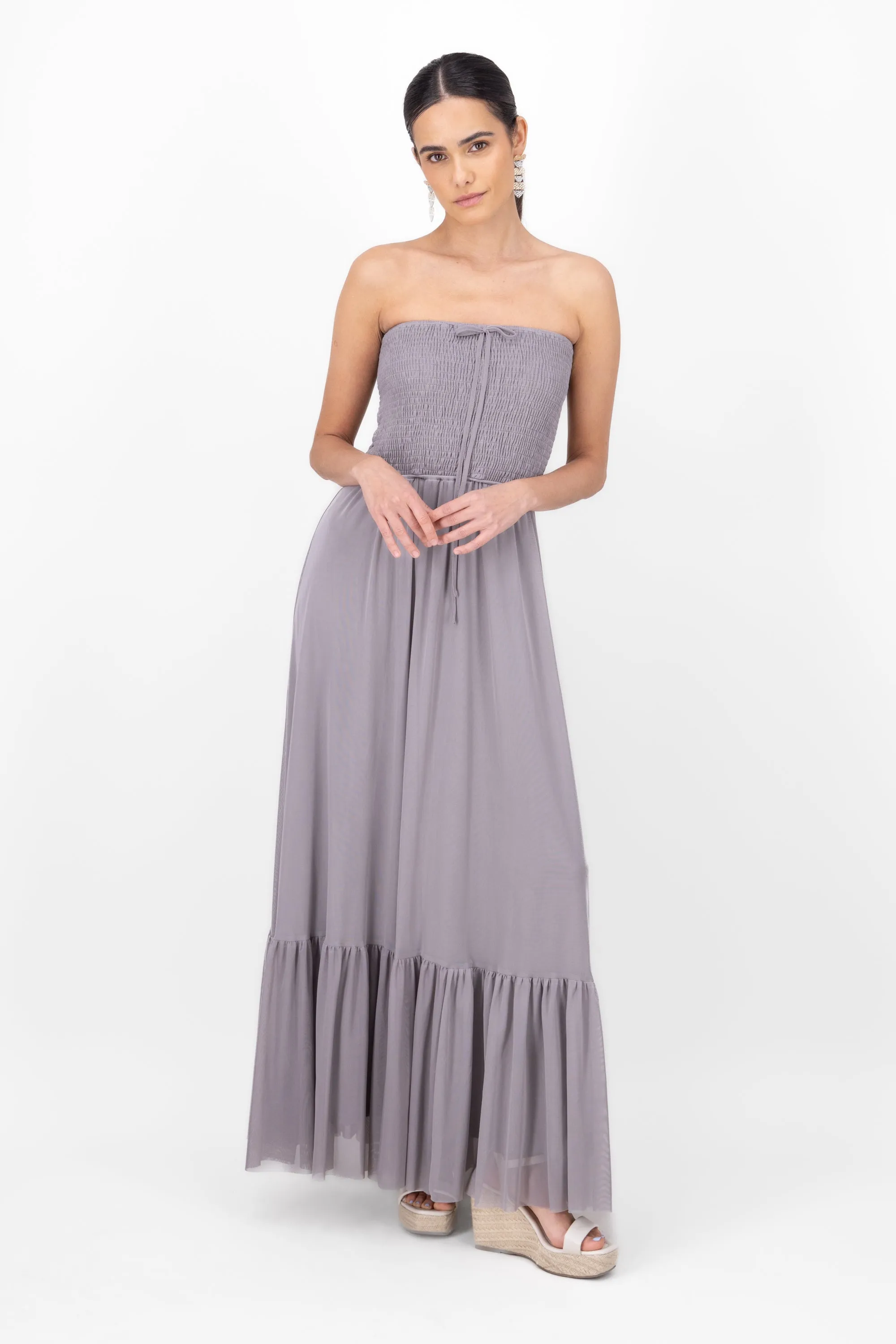 Maxi vestido strapless mesh sold by Shasa