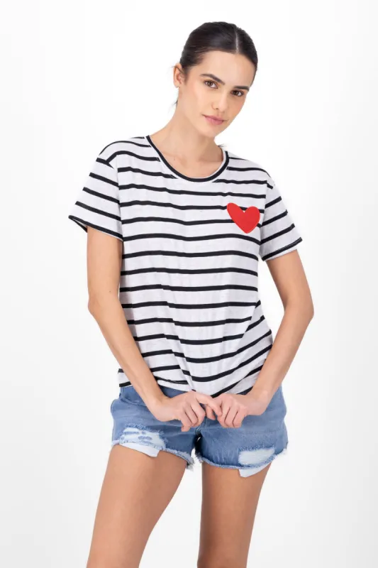 Playera rayas parche corazon sold by Shasa