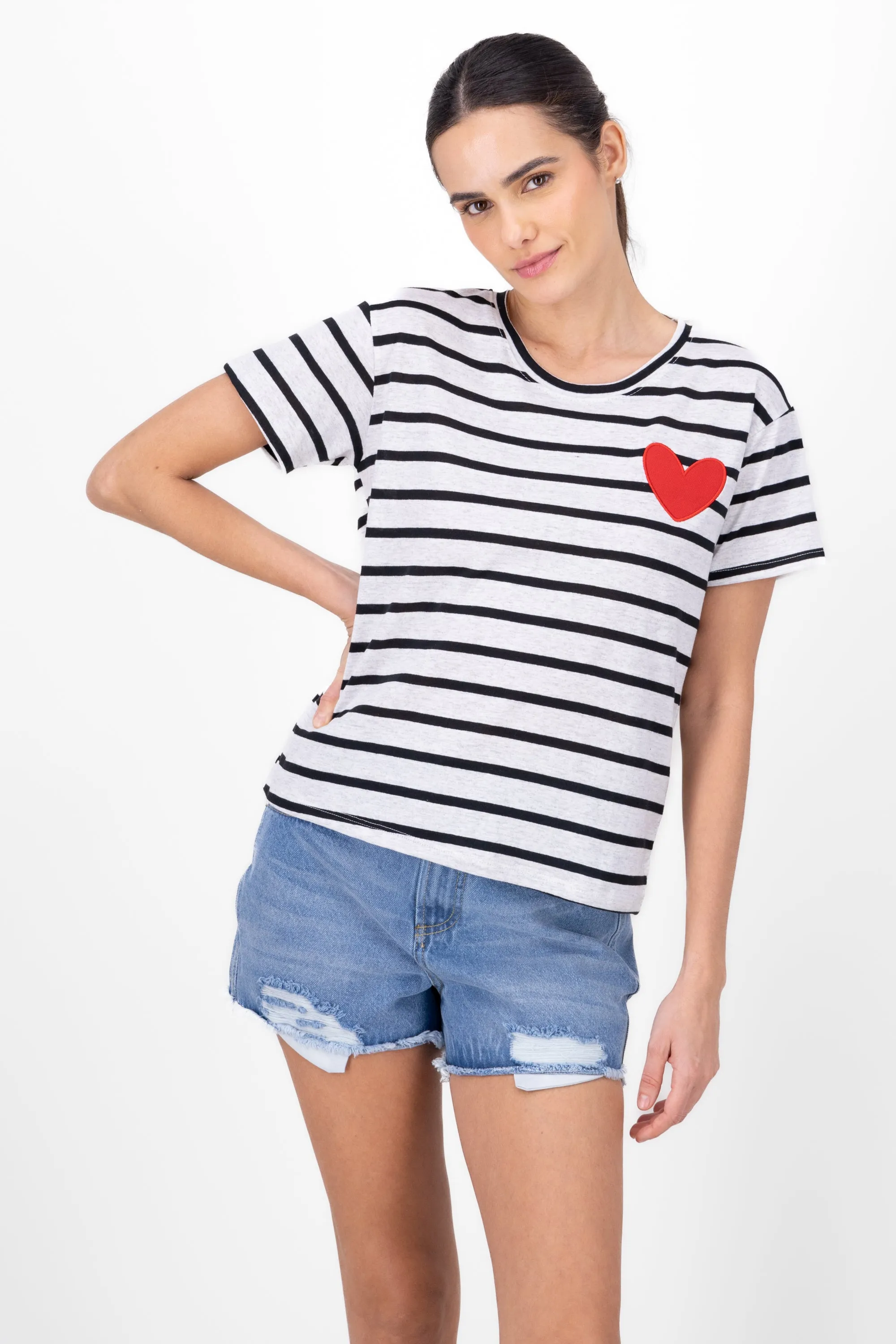 Playera rayas parche corazon sold by Shasa product image thumbnail 2