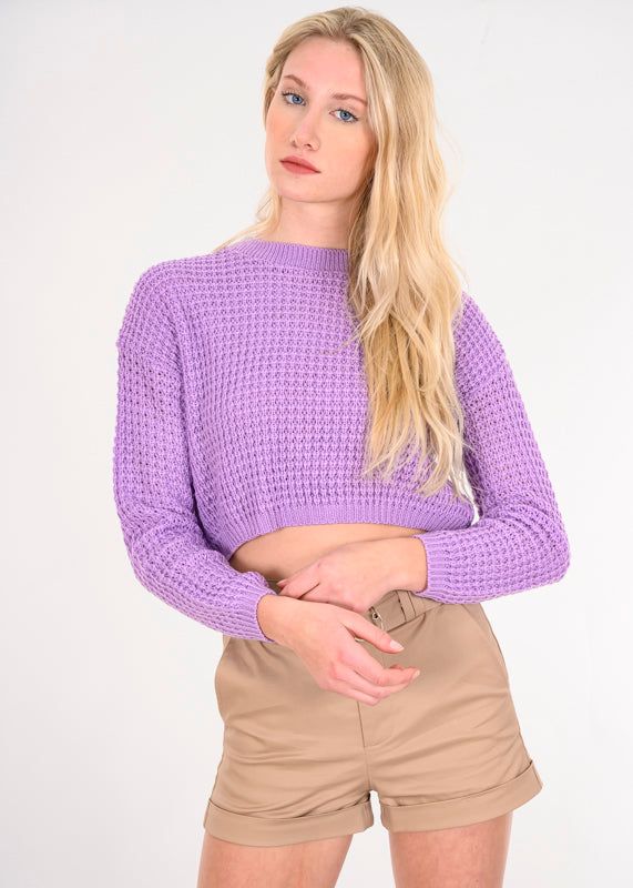 Suéter crop liso punto sold by Shasa