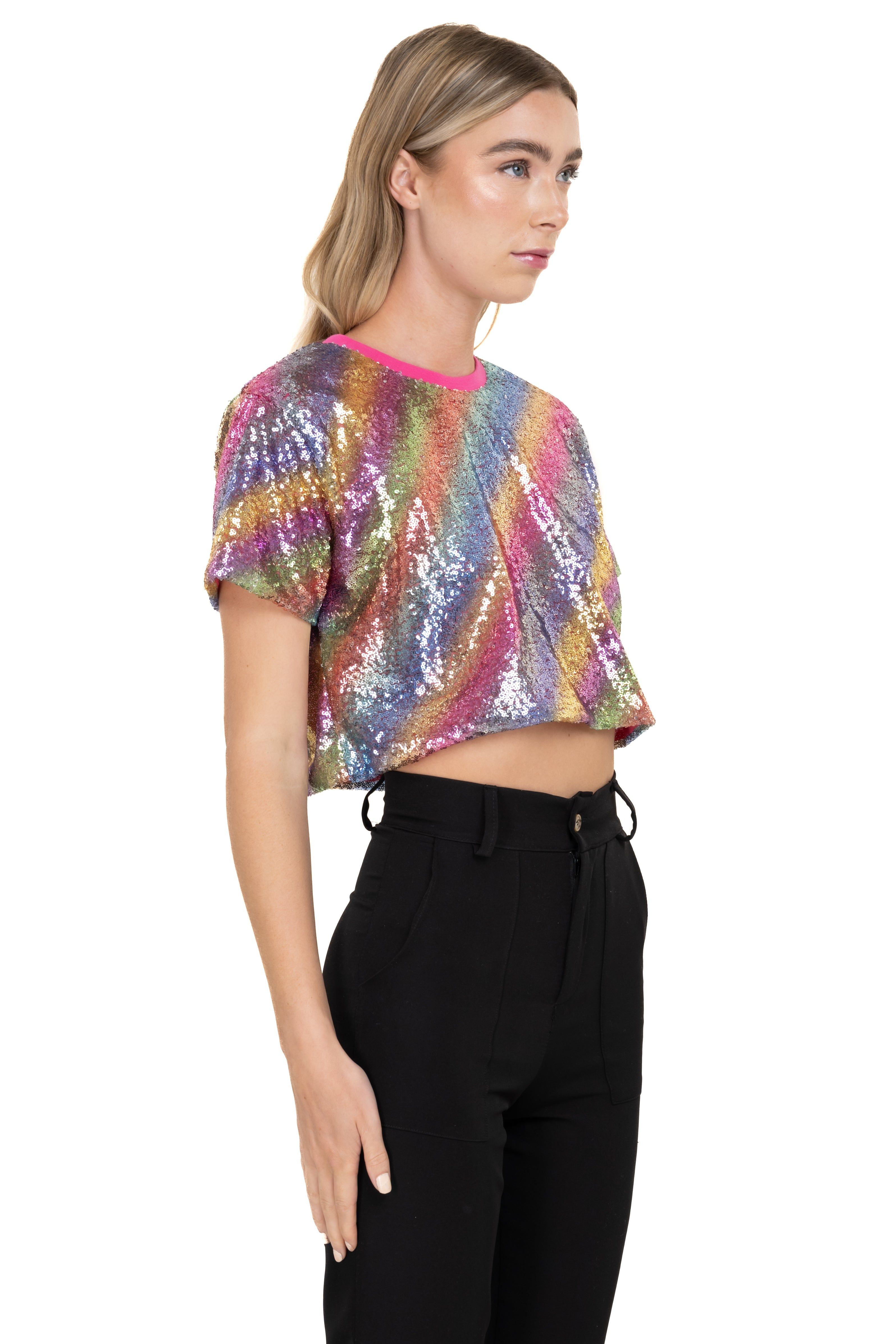 Top crop lentejuelas arcoíris sold by Shasa product image thumbnail 3