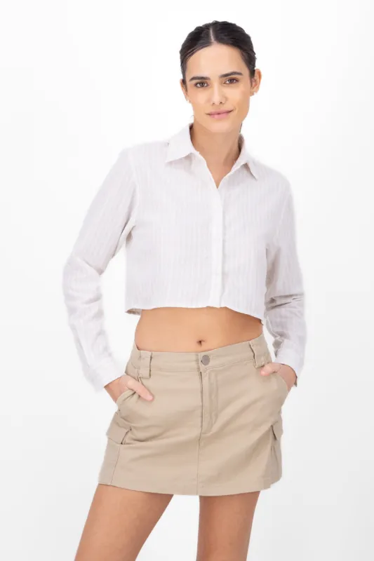Camisa crop rayas sold by Shasa