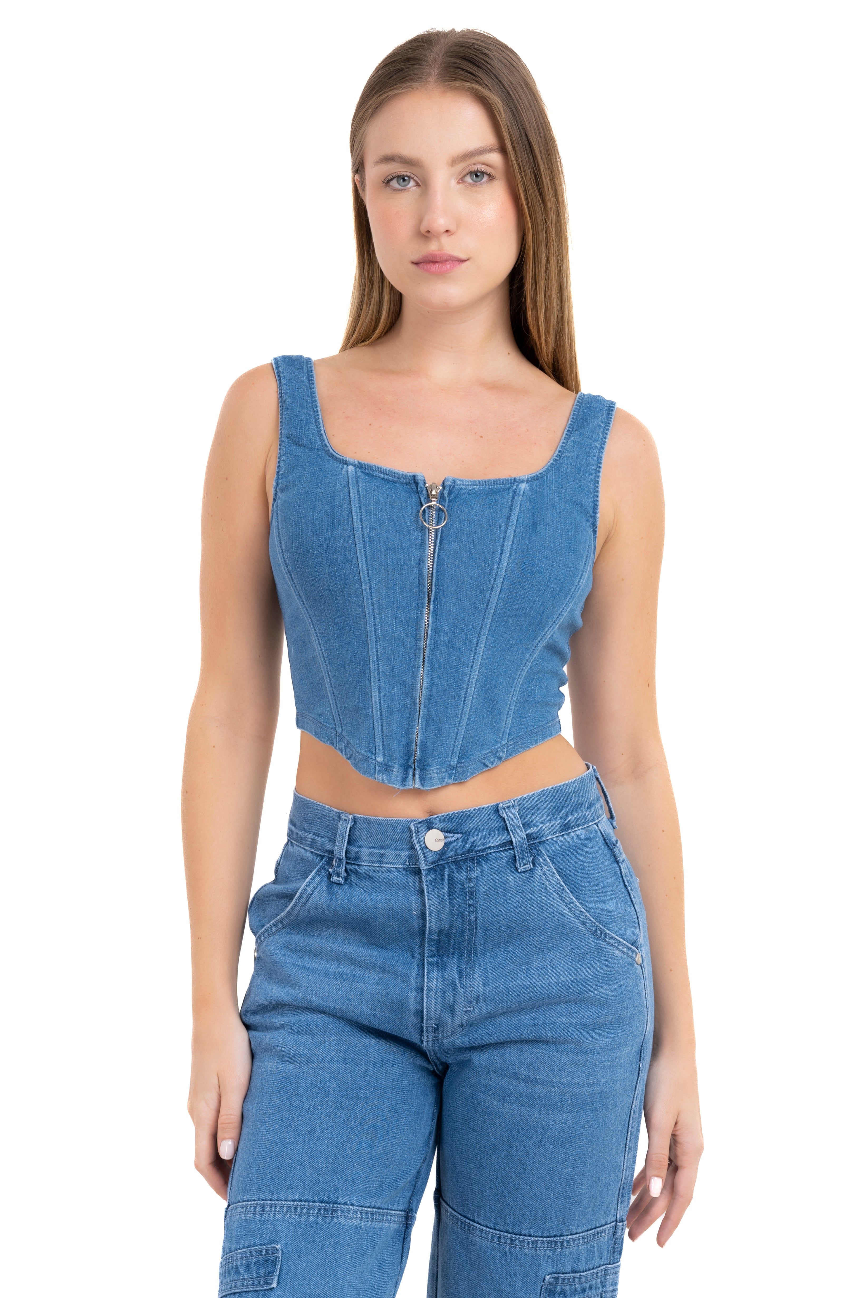 Top corset denim cierre sold by Shasa product image thumbnail 2