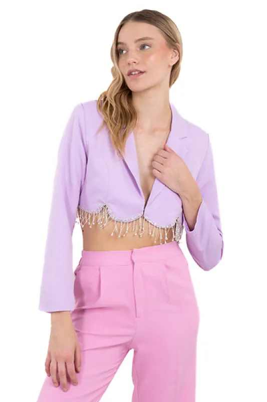 Saco crop flecos brillos sold by Shasa